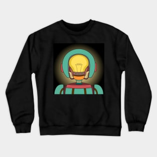 AI robot with a yellow light bulb inside a head. Modern technology and futuristic concept. Crewneck Sweatshirt